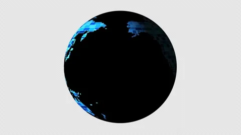 Digital globe spinning slowly against a dark background Vidéo 334101873