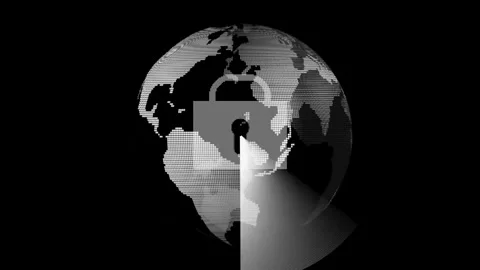 Digital globe spins with a glowing radar scan. The digital globe visualizes.. Stock Footage 337620440