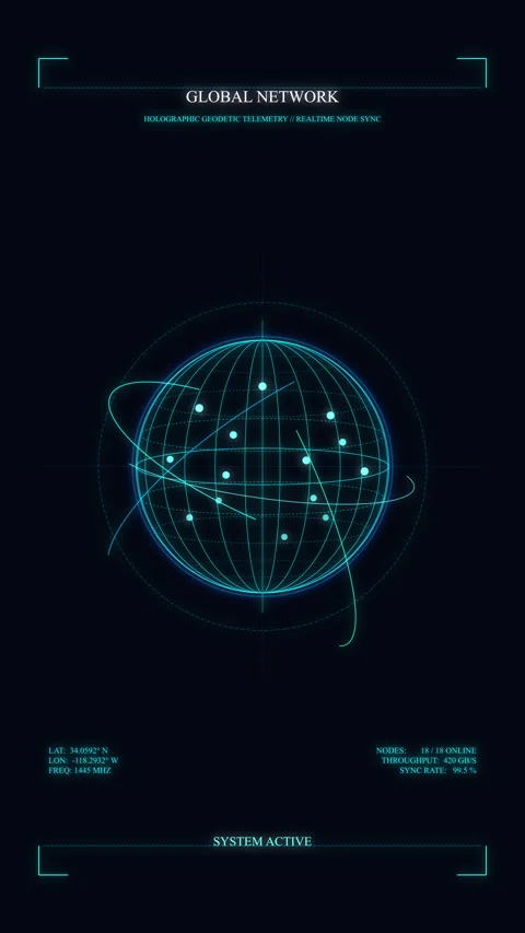 Digital globe technology HUD network interface animation loop Stock Footage 347941680