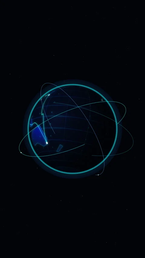 Digital globe technology loop, network connection animation, cyber map Stock Footage 347941649