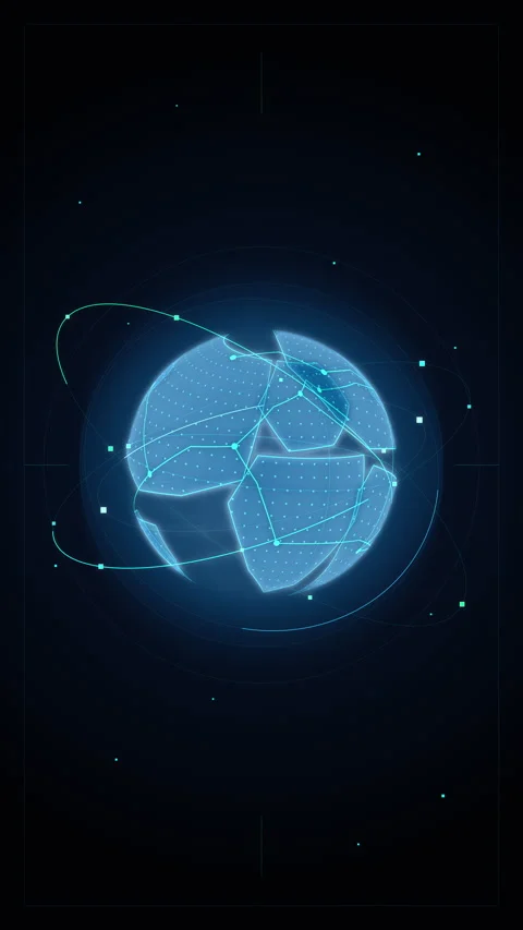 Digital globe technology network connection data security motion graphic Video stock 347561566