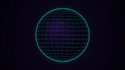 Digital globe wireframe animation with floating data particles on dark back.. Stock Footage 346846676