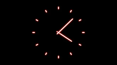 Digital glow endless loop analog clock on black background Stock Footage 337853590