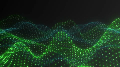 Digital Glow Particles Abstract Background Simulation Blue + Green 1 動画素材 172220503