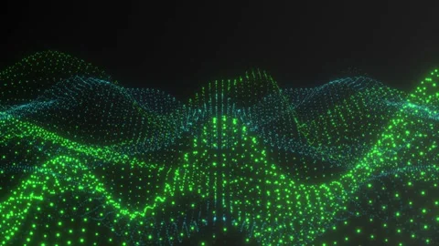 Digital Glow Particles Abstract Background Simulation Blue + Green 3 動画素材 172220505