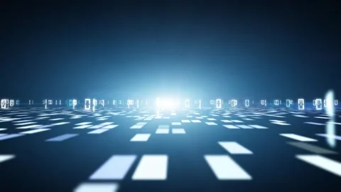 Digital glowing binary code data numbers on cyberspace network road Stock Footage 338405908