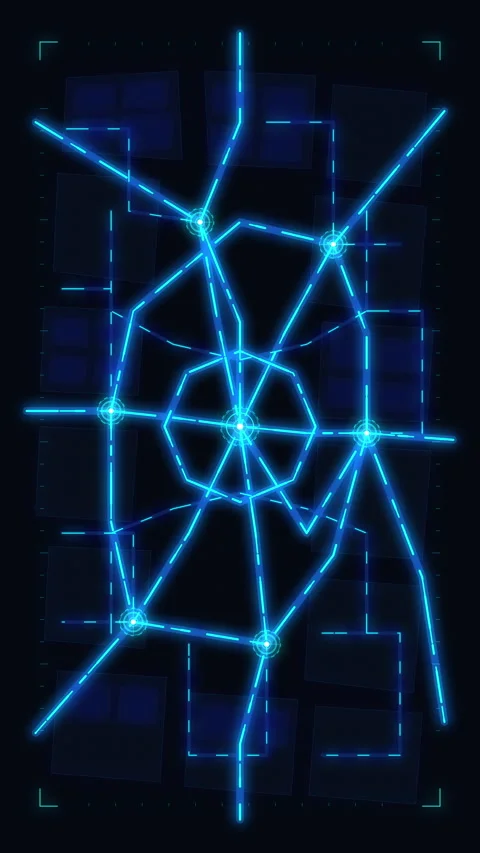Digital glowing blue technology network node grid loop motion graphic 库存影片 347561575