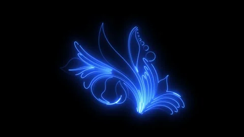 Digital glowing butterfly in motion on black background Stock Footage 345834240