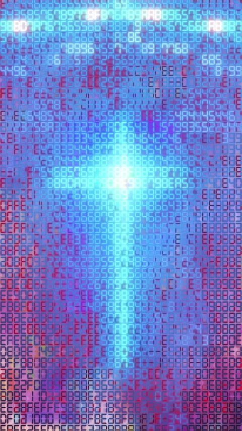 Digital glowing cross with hexadecimal code background Stock-Footage 346400745