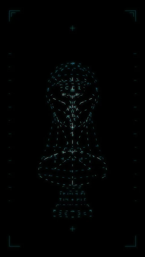 Digital glowing dot matrix chess pawn figure looping motion graphic Stock Footage 346737295