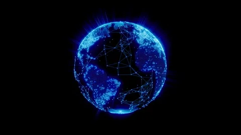 Digital Glowing Earth with Plexus Global Network Connections Futuristic Data Stock Footage 325653250