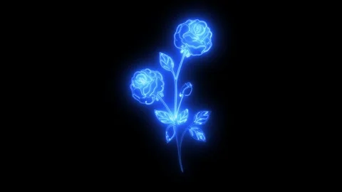 Digital glowing flower with leaves performing blooming animation Stock Footage 345834181