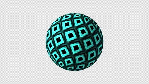 Digital glowing geometric transform blue ball isolated loop Video stock 152835580