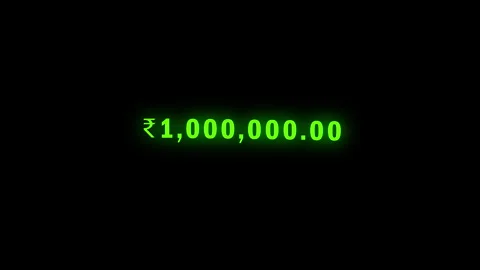 Digital glowing green counter showing one million indian rupees Vídeos de archivo 340336659