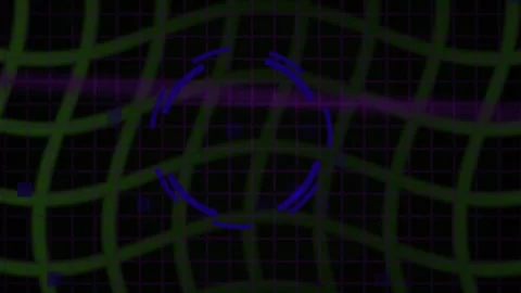 Digital Glowing Grid Animation with Pulsing Circular Light Effects Stock Footage 344720082