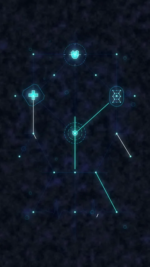 Digital glowing hud interface hud network technology glowing dots Stock Footage 347561942