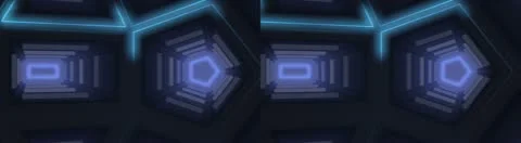 Digital Glowing Interior Stereo 3D Stock Footage 8991468