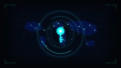 Digital glowing key unlocking data security and cyber network protection, a.. Stock Footage 348329423