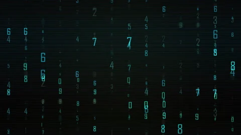 Digital Glowing Numbers Matrix Concept on Dark Background Stock Footage 309804960