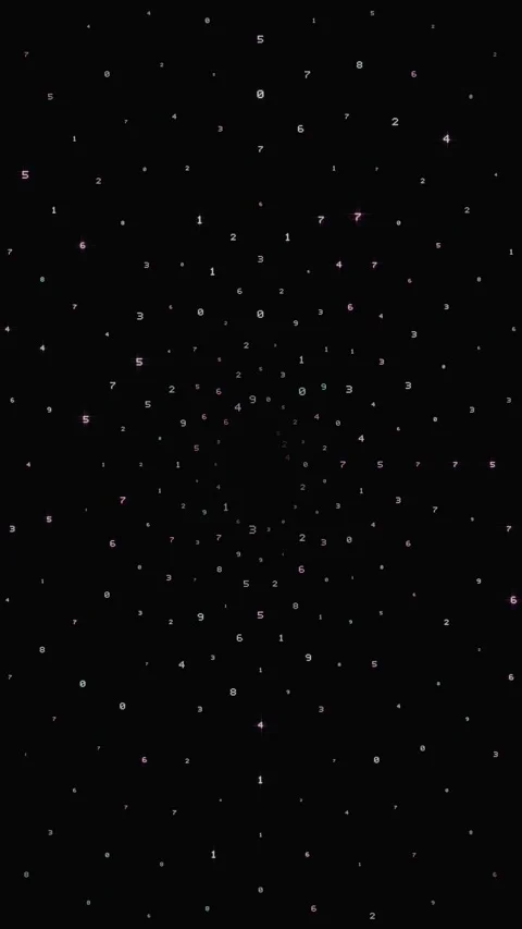 Digital glowing numbers moving in a tunnel on black background Stock Footage 346662235