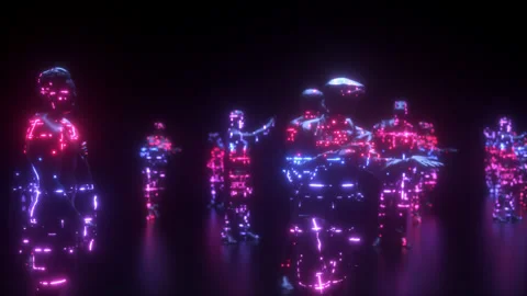 Digital Glowing People Background Stock Footage 169489901
