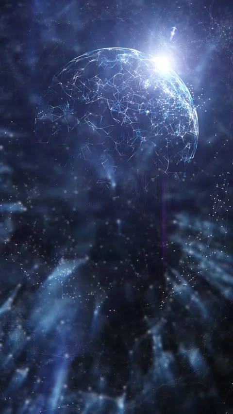 Digital glowing plexus sphere loop vertical animation background Stock Footage 345526438