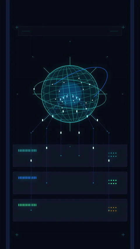 Digital glowing sphere data animation loop Stock Footage 346543311