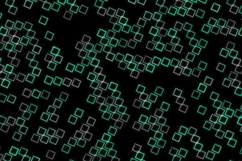 Digital glowing squares pattern on black background Stock Illustration