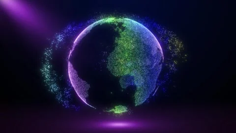 Digital Glowing Tech Earth Rotate Animation. High Tech Earth 스톡 동영상 283452070