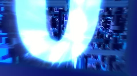 Digital glowing tunnel with binary Stock Footage 11357434