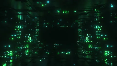 Digital Glowing Tunnel Technology Background Loop Stock Footage 195272380