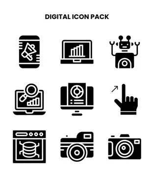Digital Glyph Collection Icons Pack Stock Illustration