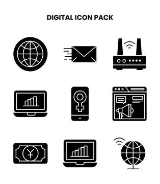 Digital Glyph Graphics Icons Pack イラスト素材