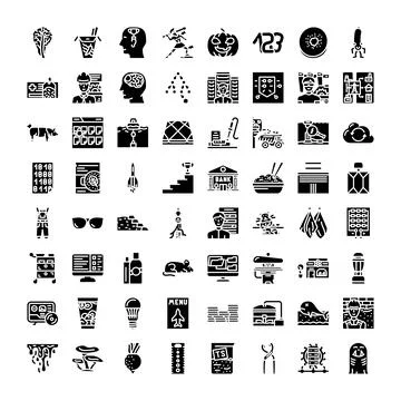 Digital glyph icons set having various concepts Stockillustratie
