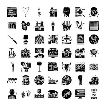 Digital glyph icons set offering diverse concepts Stock Illustration