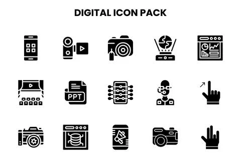 Digital Glyph Scalable Icons Pack Stock Illustration