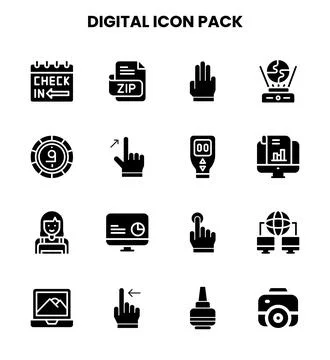 Digital Glyph Set Icons Pack イラスト素材