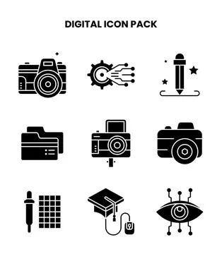 Digital Glyph Set Icons Pack 스톡 일러스트