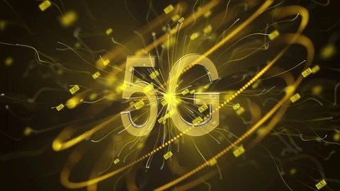 Digital gold background 5G technology network graphic animation. Stock Footage 111041437