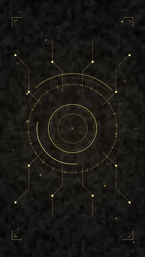 Digital gold circle HUD motion graphic, futuristic tech interface, glowing .. Stock Footage 348329565