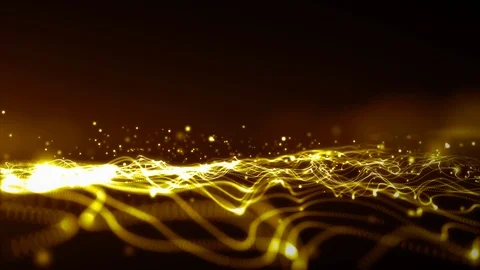 Digital Gold Particles Wave and light abstract background. Stock Footage 122686835