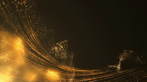 Digital Gold Particles Wave and light abstract background. Stock Footage 123968272