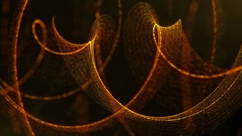 Digital Gold Particles Wave and light abstract background. Stock Footage 124053476