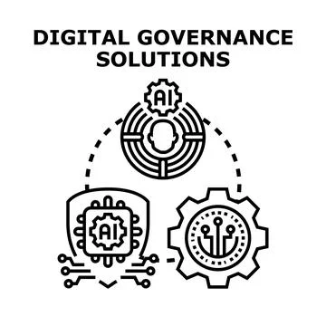Digital governance solutions securing data and people 스톡 일러스트