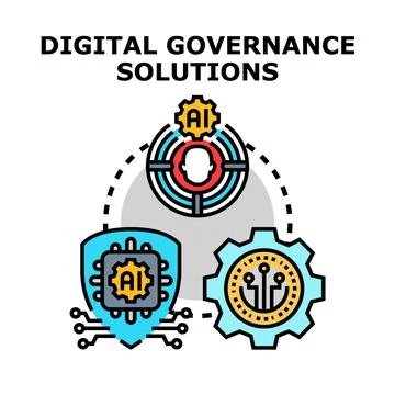 Digital governance solutions securing data and people Stockillustratie