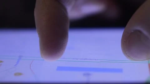 Digital gps on iphone screen. young man use digital google gps app. 스톡 동영상 229632117