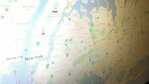 Digital gps on the laptop display. google maps app for gps monitoring. Stock Footage 228939435