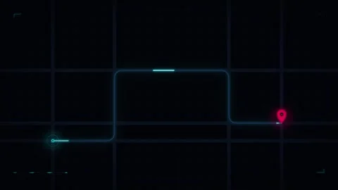Digital gps navigation path with glowing map marker, futuristic hud route i.. Stock Footage 337560016