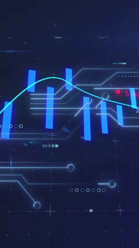 Digital graph and data processing animation over blue futuristic background Stock Footage 319617172