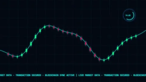 Digital graph with stock market data and blockchain sync Stock Footage 344248176